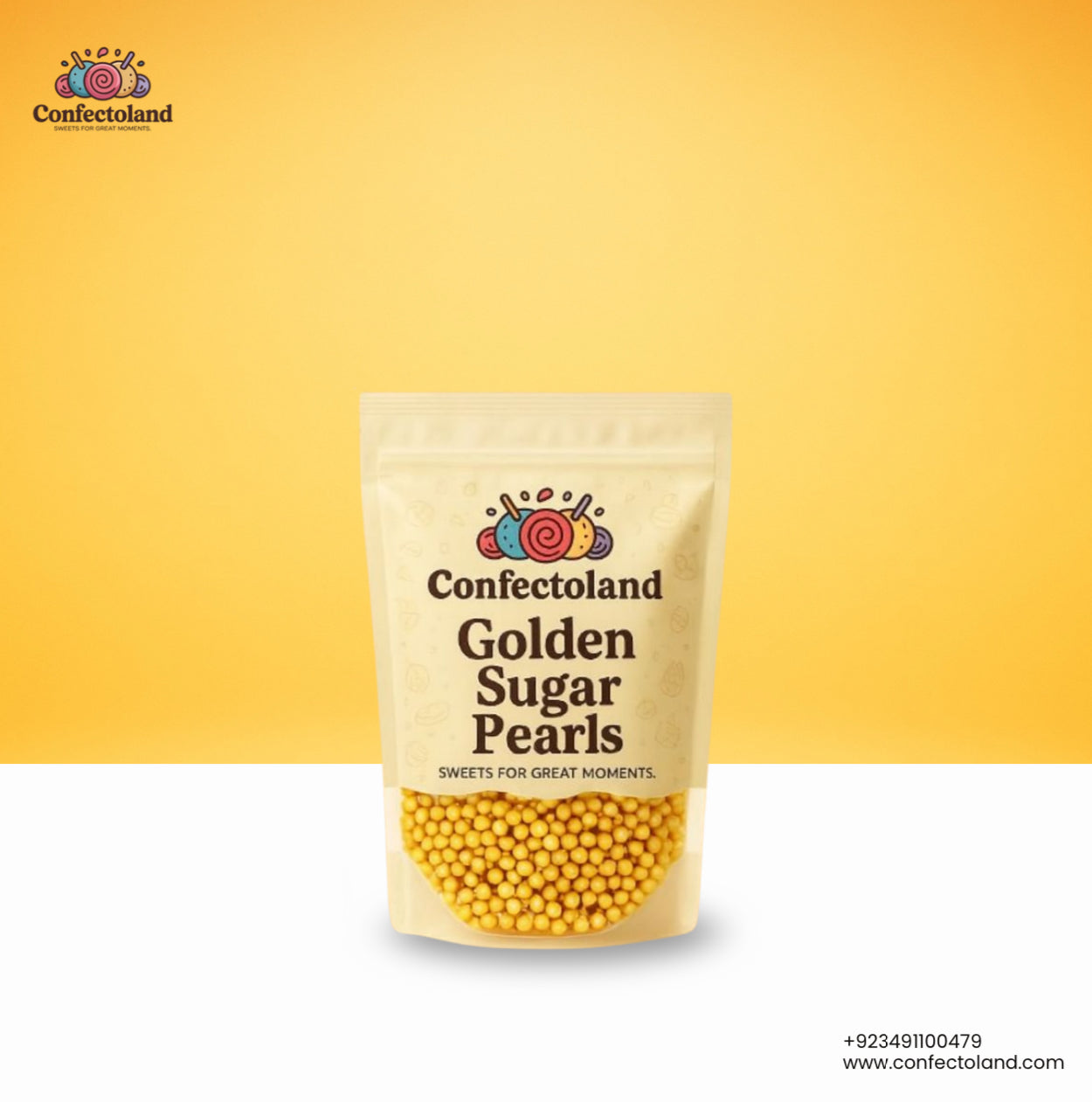 Golden Sugar Beads - Premium Cake Decoration | Confectoland