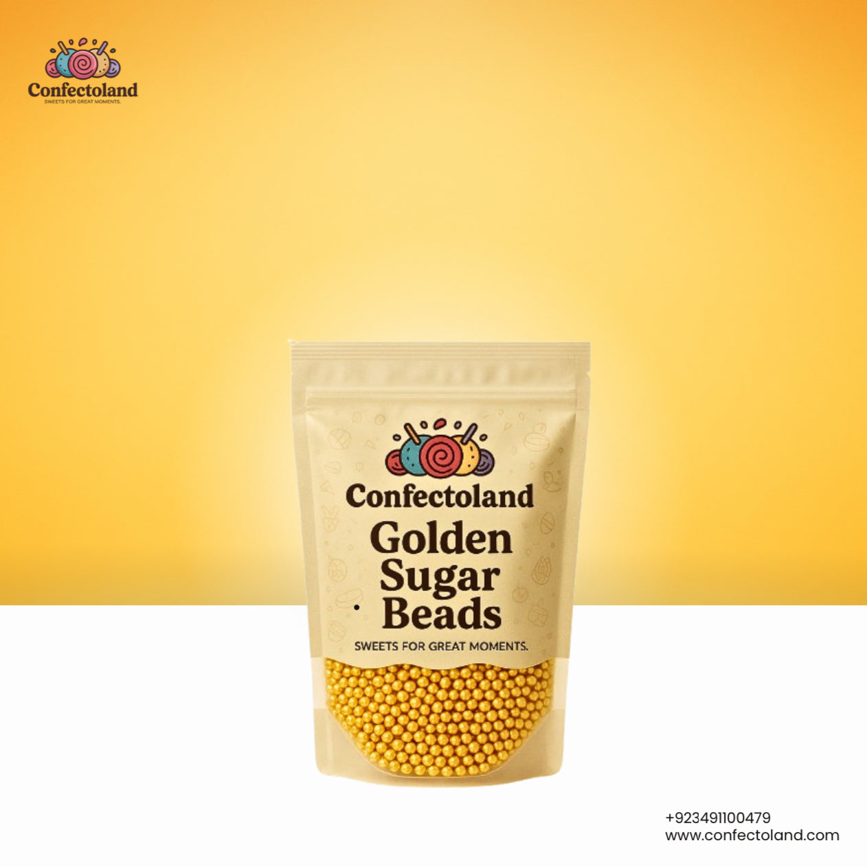 Golden Sugar Beads - Premium Cake Decoration | Confectoland